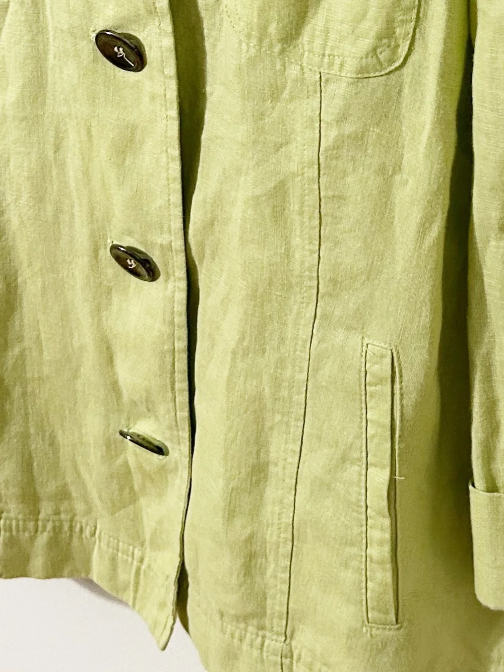 JM Collection Petite Linen Utility Jacket Light Green Lime Size 14P Button Front
